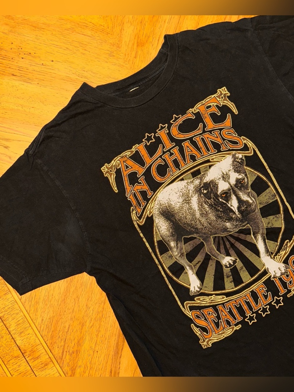 Alice In Chains T Shirt M/L Black Seattle 1987 Reprint Three Legged Dog Band Tee